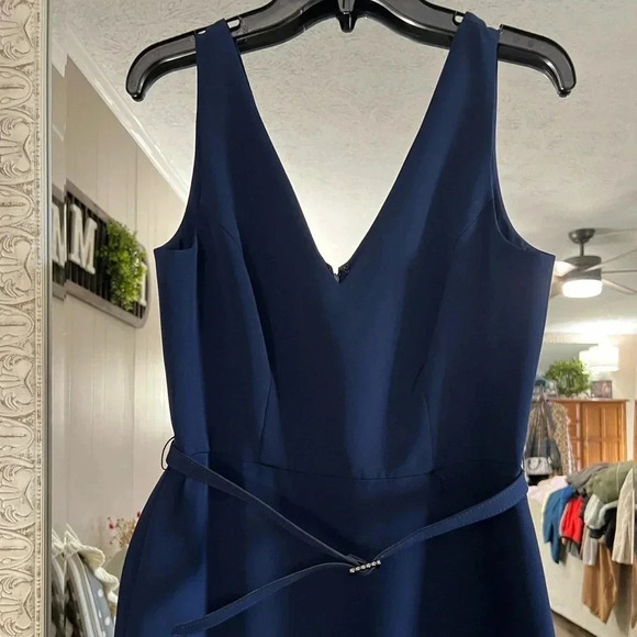 Eliza J • Sleeveless V-Neck Belted High Low Asymmetrical Gown - Picture 7 of 16